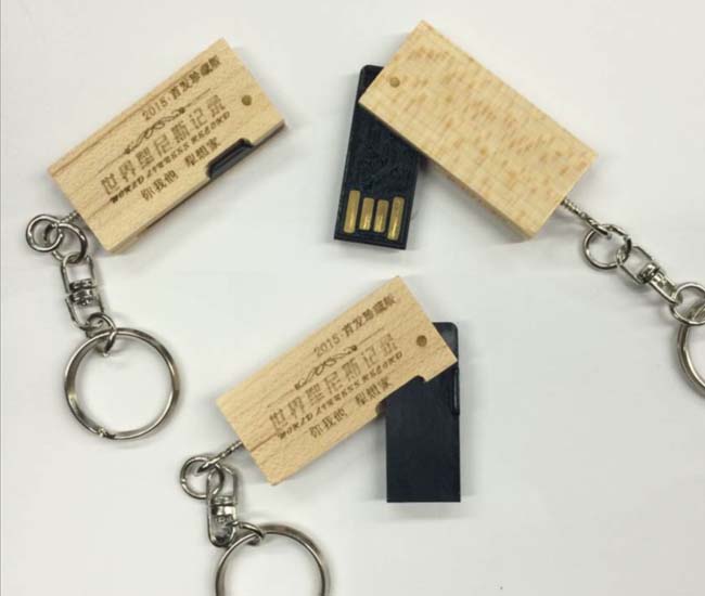 木頭旋轉(zhuǎn)U盤—世界吉尼斯紀(jì)錄組織定制U盤禮品